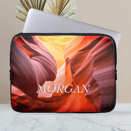 Desert Slot Canyon of uw foto, witte naam, versie  Laptop Sleeve
