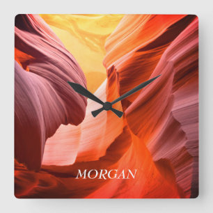 Desert Slot Canyon of Uw Foto, witte naam Vierkante Klok