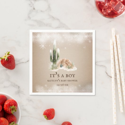 Desert Snow Cactus Baby shower servetten (Insitu)
