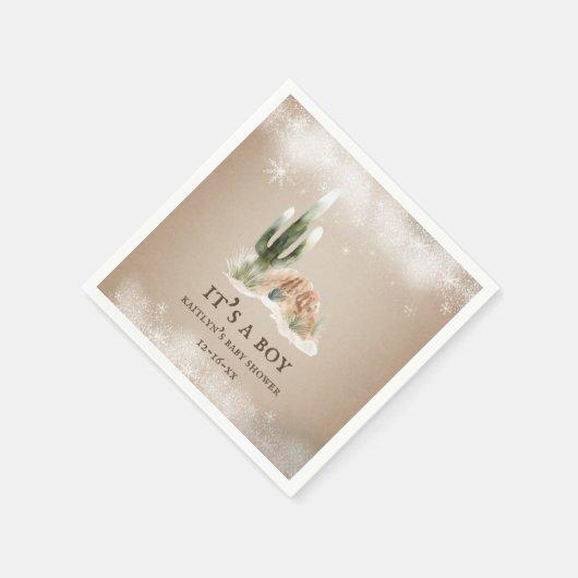 Desert Snow Cactus Baby shower servetten (Hoek)