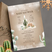 Desert Snow Cactus Winter Baby shower Kaart