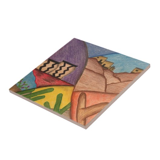 Desert Southwest Arizona Cactus keramische tegel Tegeltje (Zijkant)