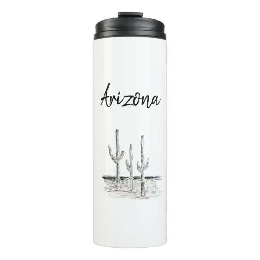 Desert Southwest Cactus Arizona Black Typography T Thermosbeker (Voorkant)