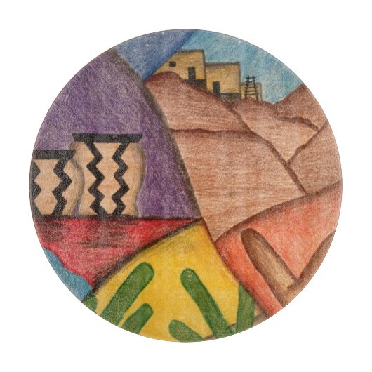 Desert Southwest Cactus Folk Art Snijplank (Voorkant)