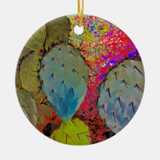 Desert Southwest Cactus Kerstmis Keramisch Ornament (Voorkant)