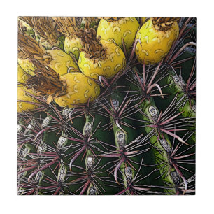 Desert Southwest Cactus Yellow Green Tegeltje
