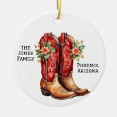 Desert/Southwest Cowboy Christmas Boots Keramisch Ornament (Voorkant)