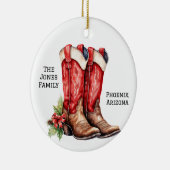 Desert/Southwest Cowboy Santa Christmas Boots Keramisch Ornament (Rechts)
