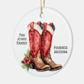 Desert/Southwest Cowboy Santa Christmas Boots Keramisch Ornament (Links)