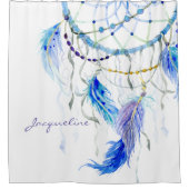 Desert Southwest Dream Catcher Feather Waterverf Douchegordijn (Voorkant)