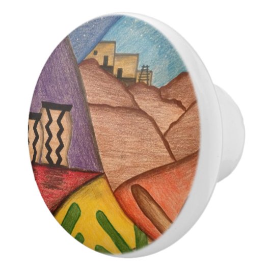 Desert Southwest Folk Art Arizona Keramische Knop (Rechts)