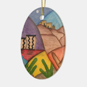 Desert Southwest Folk Art Kerstmis Keramisch Ornament (Links)