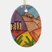 Desert Southwest Folk Art Kerstmis Keramisch Ornament (Achterkant)