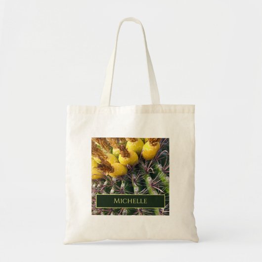 Desert Southwest Green Barrel Cactus Personalized Tote Bag (Voorkant)