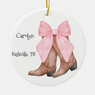Desert/Southwest Pink Cowboy  Boots  Keramisch Ornament
