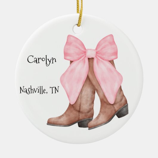 Desert/Southwest Pink Cowboy Boots Keramisch Ornament (Voorkant)