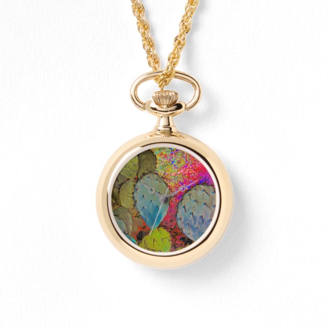 Desert Southwest Succulent Cactus Abstract Horloge (Voorkant)
