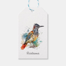 Desert Spirit, Roadrunner in aquarel op maat Cadeaulabel