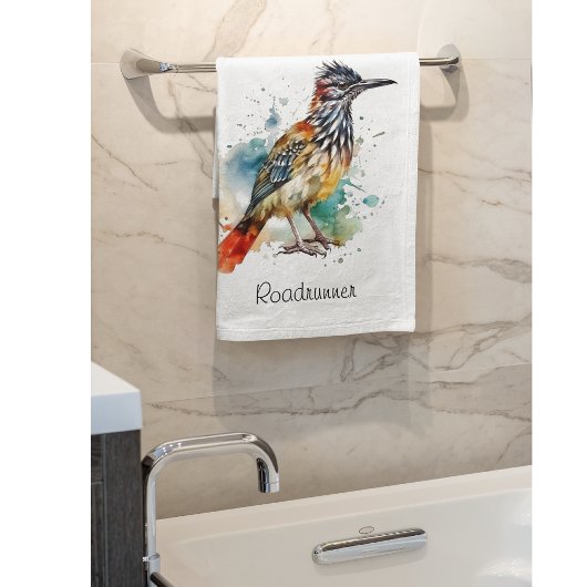 Desert Spirit, Roadrunner in Waterverf Bad Handdoek