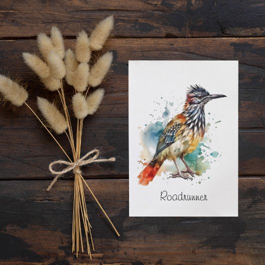 Desert Spirit, Roadrunner in Waterverf gewoonte Briefkaart