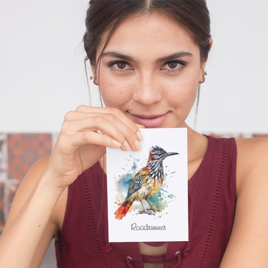 Desert Spirit, Roadrunner in Waterverf gewoonte Briefkaart
