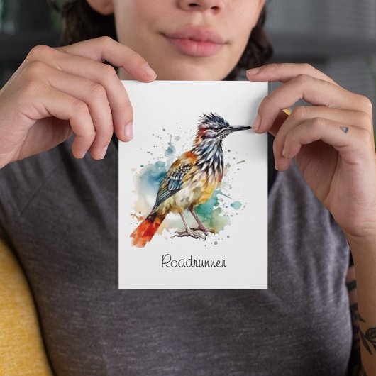 Desert Spirit, Roadrunner in Waterverf gewoonte Briefkaart