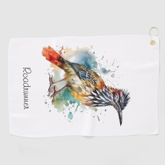 Desert Spirit, Roadrunner in Waterverf gewoonte Golfhanddoek (Horizontaal)