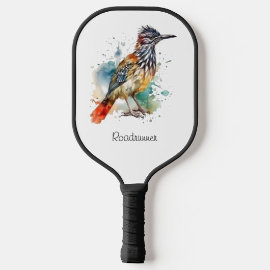 Desert Spirit, Roadrunner in Waterverf gewoonte Pickleball Paddle (Achterkant)