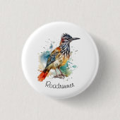 Desert Spirit, Roadrunner in Waterverf gewoonte Ronde Button 3,2 Cm (Voorkant)