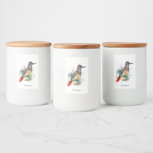 Desert Spirit, Roadrunner in Waterverf gewoonte Voedselcontainer Etiket (Flessen)
