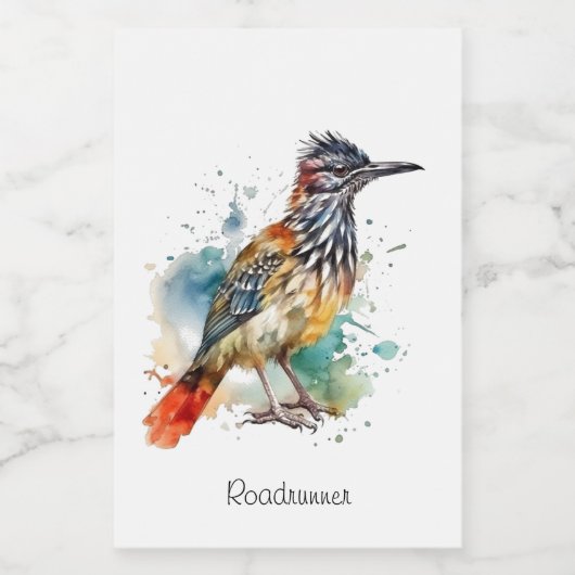 Desert Spirit, Roadrunner in Waterverf gewoonte Voedselcontainer Etiket (Enkel label)