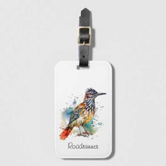 Desert Spirit, Roadrunner in Waterverf, op maat Bagagelabel (Voorkant (verticaal))