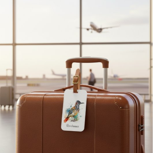 Desert Spirit, Roadrunner in Waterverf, op maat Bagagelabel