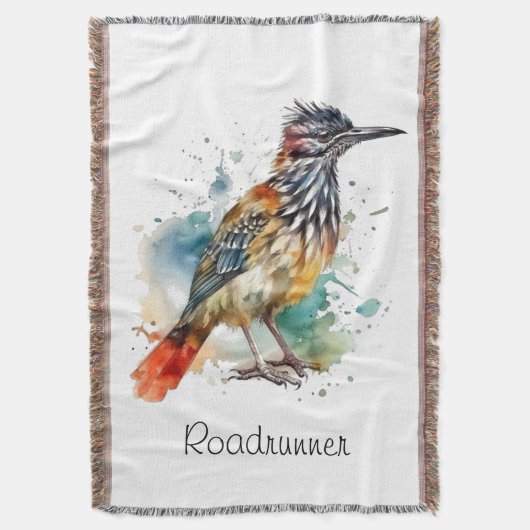 Desert Spirit, Roadrunner in Waterverf, op maat Deken (Voorkant Verticaal)