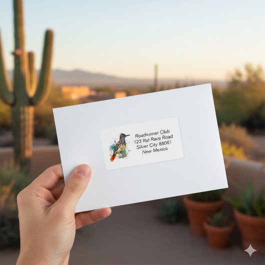 Desert Spirit, Roadrunner in Waterverf, op maat Etiket