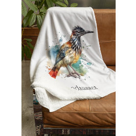 Desert Spirit, Roadrunner in Waterverf, op maat Fleece Deken