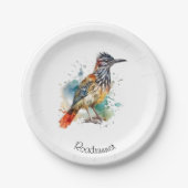 Desert Spirit, Roadrunner in Waterverf, op maat Papieren Bordje (Voorkant)