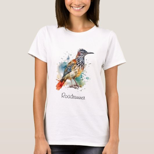 Desert Spirit, Roadrunner in Waterverf, op maat T-shirt (Voorkant)