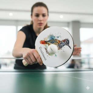 Desert Spirit, Roadrunner in Waterverf, op maat Tafeltennisbatje
