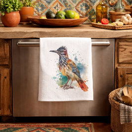 Desert Spirit, Roadrunner in Waterverf, op maat Theedoek