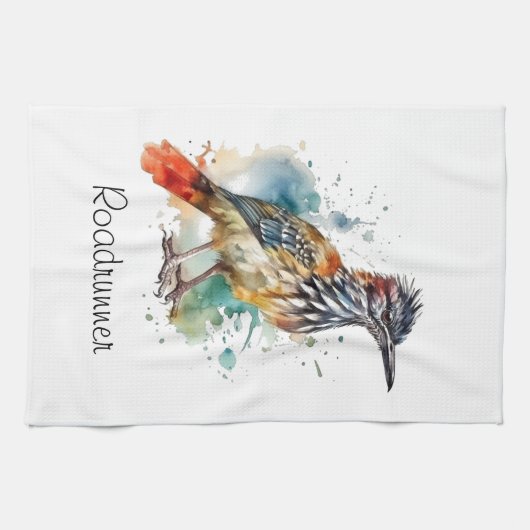 Desert Spirit, Roadrunner in Waterverf, op maat Theedoek (Horizontaal)