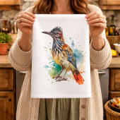 Desert Spirit, Roadrunner in Waterverf Theedoek