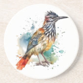 Desert Spirit, Roadrunner in Waterverf Zandsteen Onderzetter (Voorkant)