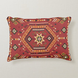 Desert Star Nomad – Vibrant Crimson Tribal Art Accent Kussen