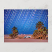 Desert Star Trails: Palm Trees & Pickup Truck Nigh Briefkaart (Voorkant)