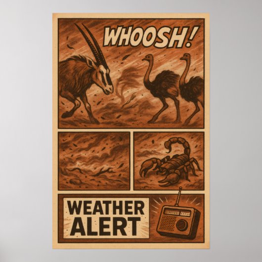 Desert Storm Chaos - Wildlife Weather Alert Comic Poster (Voorkant)