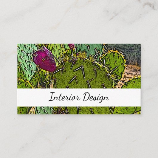 Desert Succulent Abstract Cactus Interieur Design Visitekaartje (Voorkant)