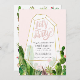 Desert Succulent Bachelorette of Party Invitation Kaart