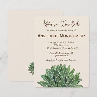 Desert Succulent Bridal Shower Invitation Kaart