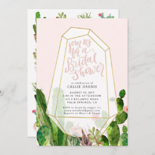 Desert Succulent Bridal Shower Invitation - Roze Kaart